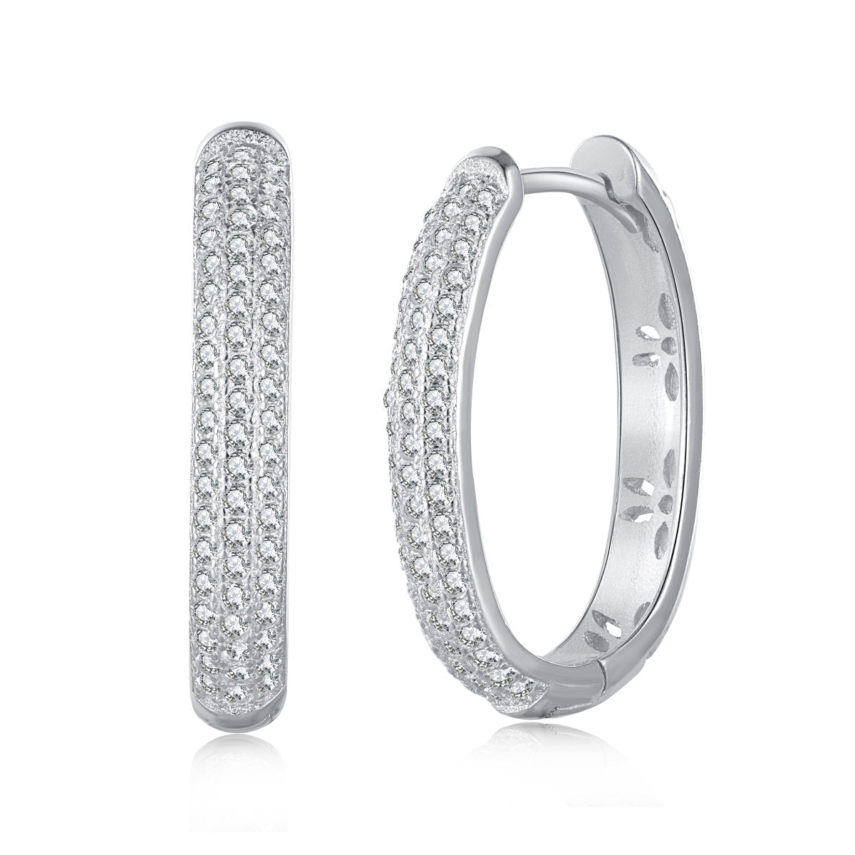 Sterling Silver Micropave Hoop Earrings - HK Jewels