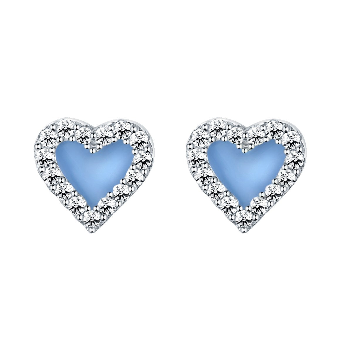Sterling Silver Colorful Heart Shape Stud Earrings - HK Jewels