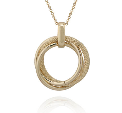 Gold Plated Triple Circle Pendant - HK Jewels