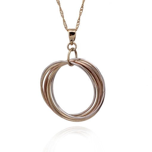 Linked Tri-Colored Circles Pendant - HK Jewels