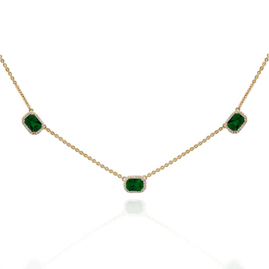 Solitaire Cut-in Rectangles Necklace - HK Jewels