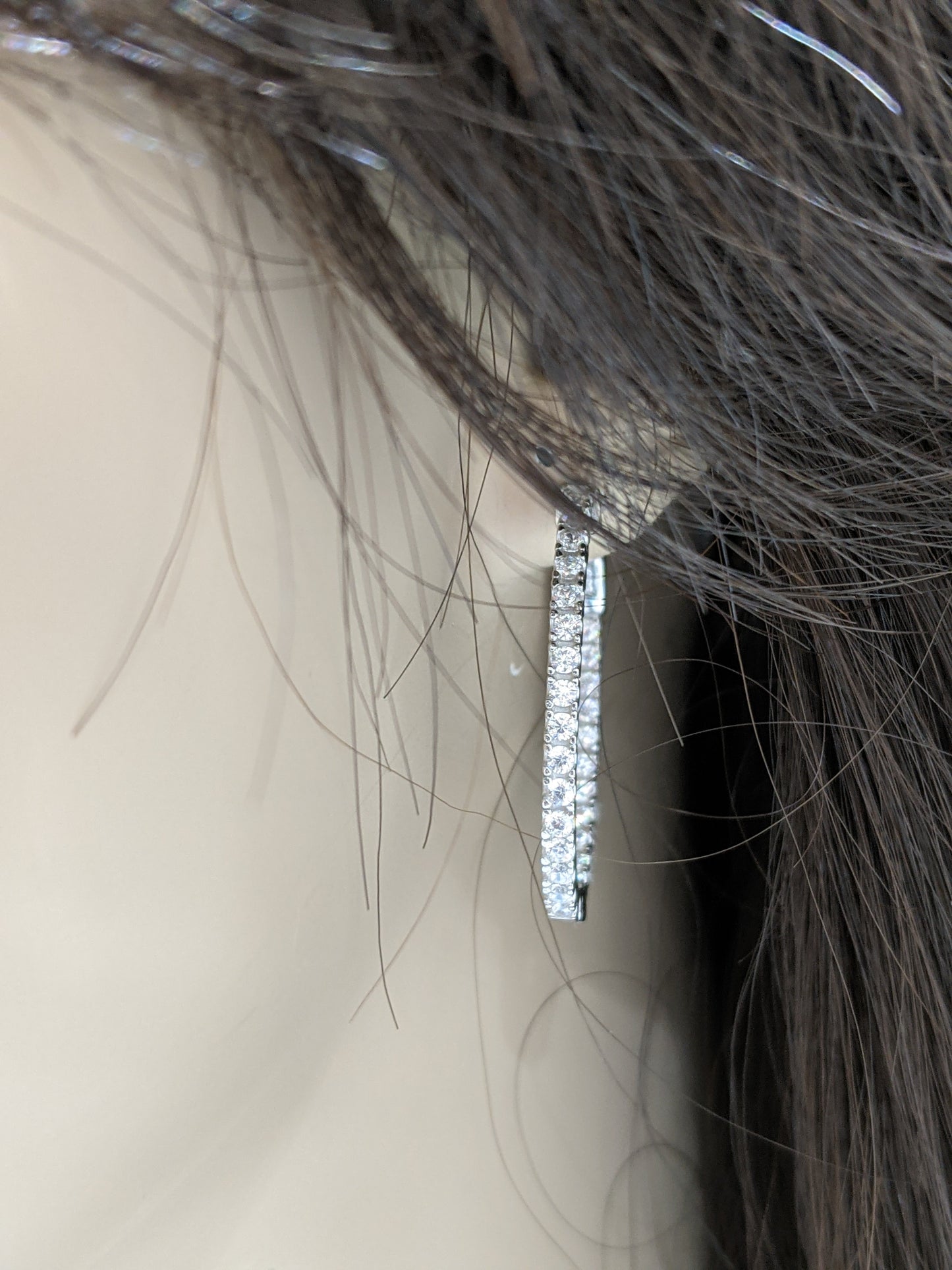 Sterling Silver Oval Shaped CZ Hoops - HK Jewels