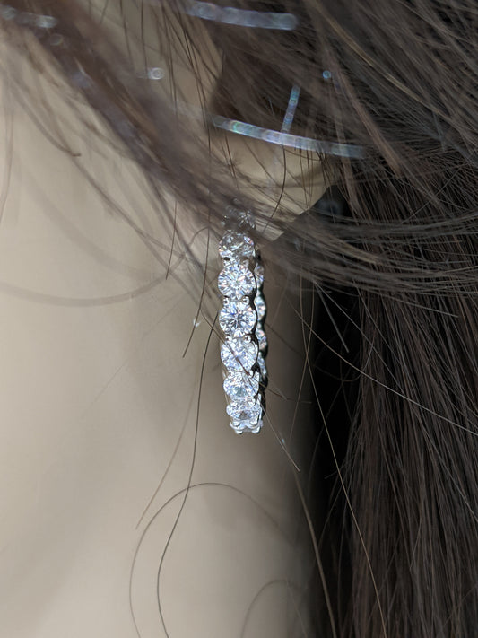 Sterling Silver Round Shaped CZ Hoops - HK Jewels