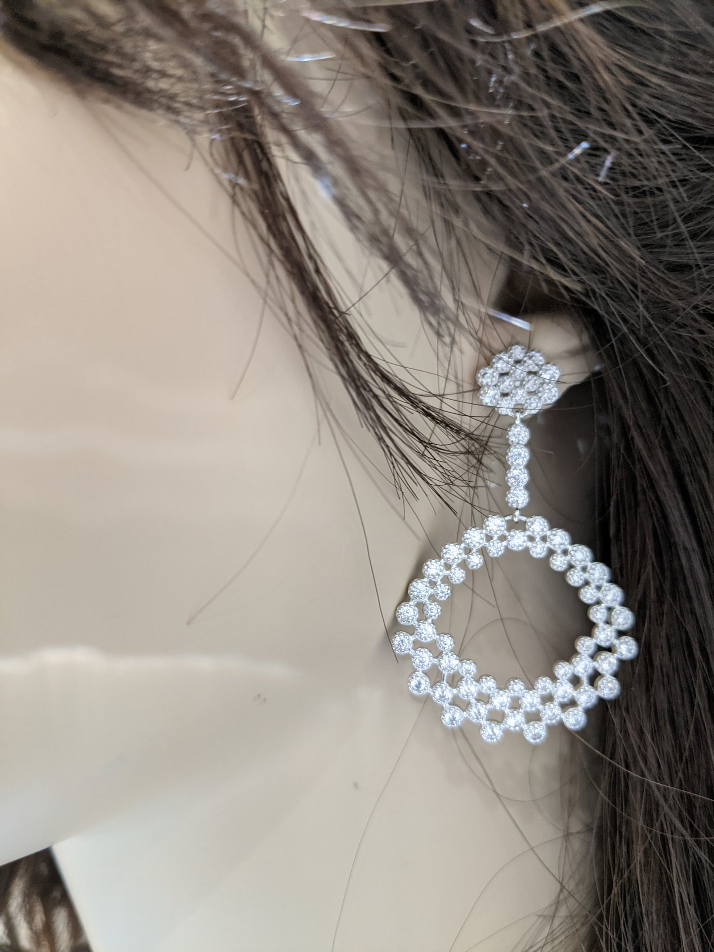 Sterling Silver CZ Round Design Earring - HK Jewels