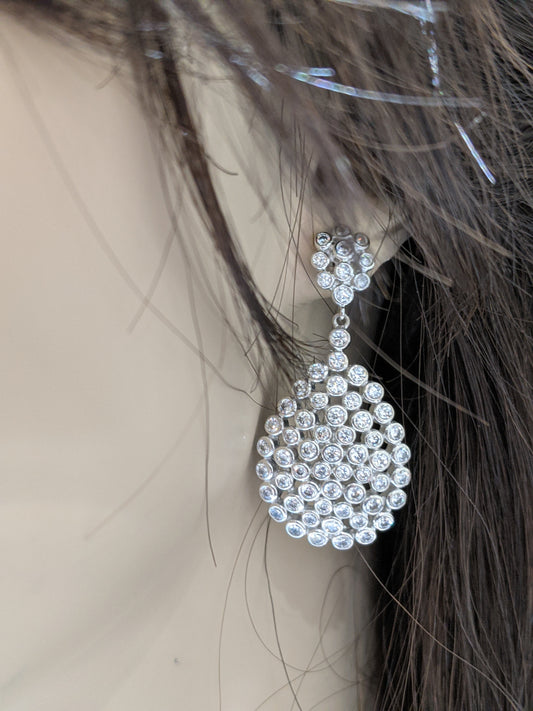 Sterling Silver CZ Large Teardrop Earring - HK Jewels