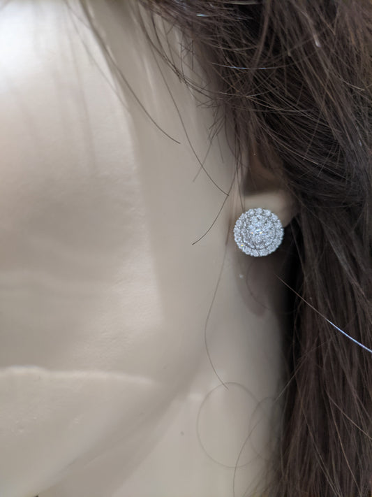 14K Gold And Diamond Round Stud Earrings - HK Jewels