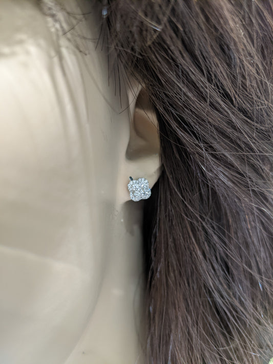 18K Gold And Diamond Clover Stud Earring - HK Jewels