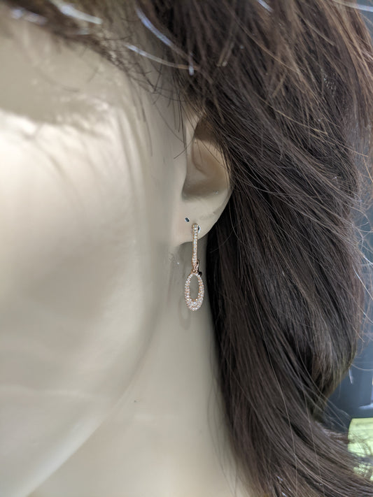 10K Gold And Diamond Oval Hanging Earring - HK Jewels