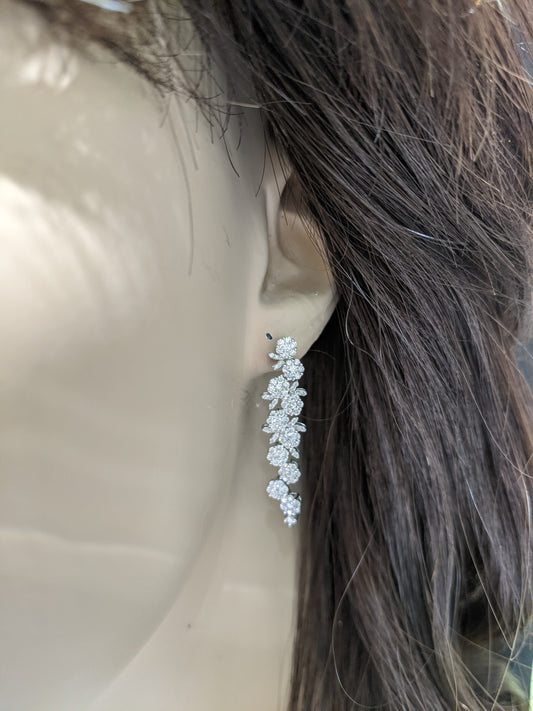 14K Gold And Diamond Cascading Flowers Earrings - HK Jewels