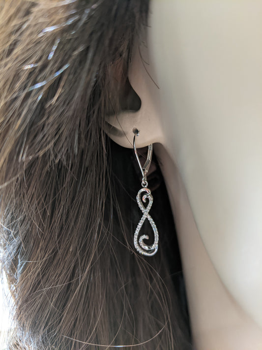 14K Gold And Diamond Figure Eight Hanging Earrings - HK Jewels