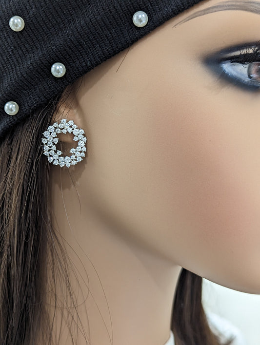 Sterling Silver Sprinkled CZ Earring - HK Jewels