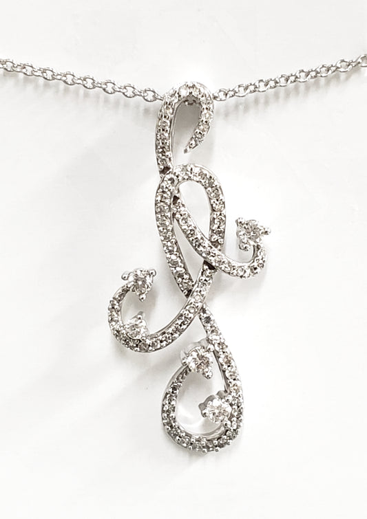 White Gold Diamond Twist Pendant - HK Jewels