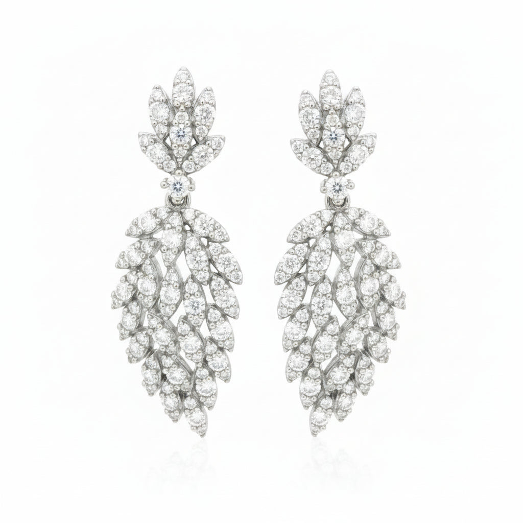 Sterling Silver Leaf Earrings - HK Jewels