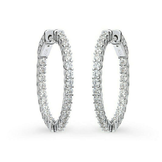 Sterling Silver Oval Shaped CZ Hoops - HK Jewels