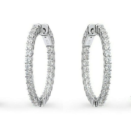 Sterling Silver Oval Shaped CZ Hoops - HK Jewels