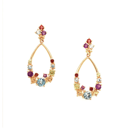 14k Semiprecious Stone Teardrop Earring - HK Jewels