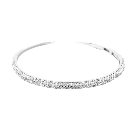 Sterling Silver CZ Cuff Bangles - HK Jewels