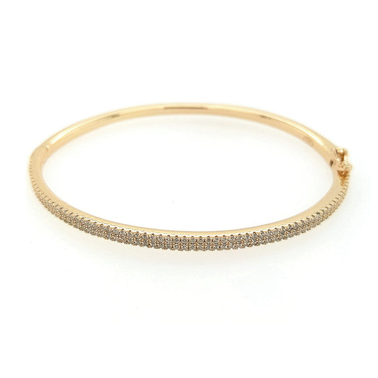 Sterling Silver Two Row CZ Bangle - HK Jewels