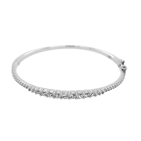 Sterling Silver CZ Bangle Bracelet - HK Jewels