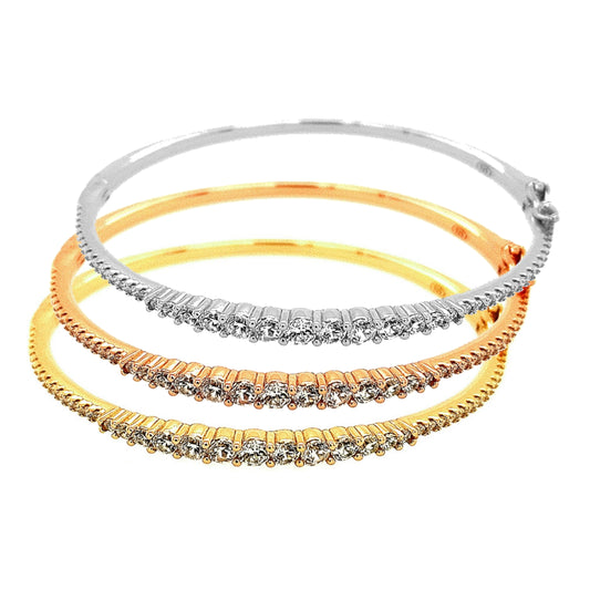 Sterling Silver CZ Bangle Bracelet - HK Jewels