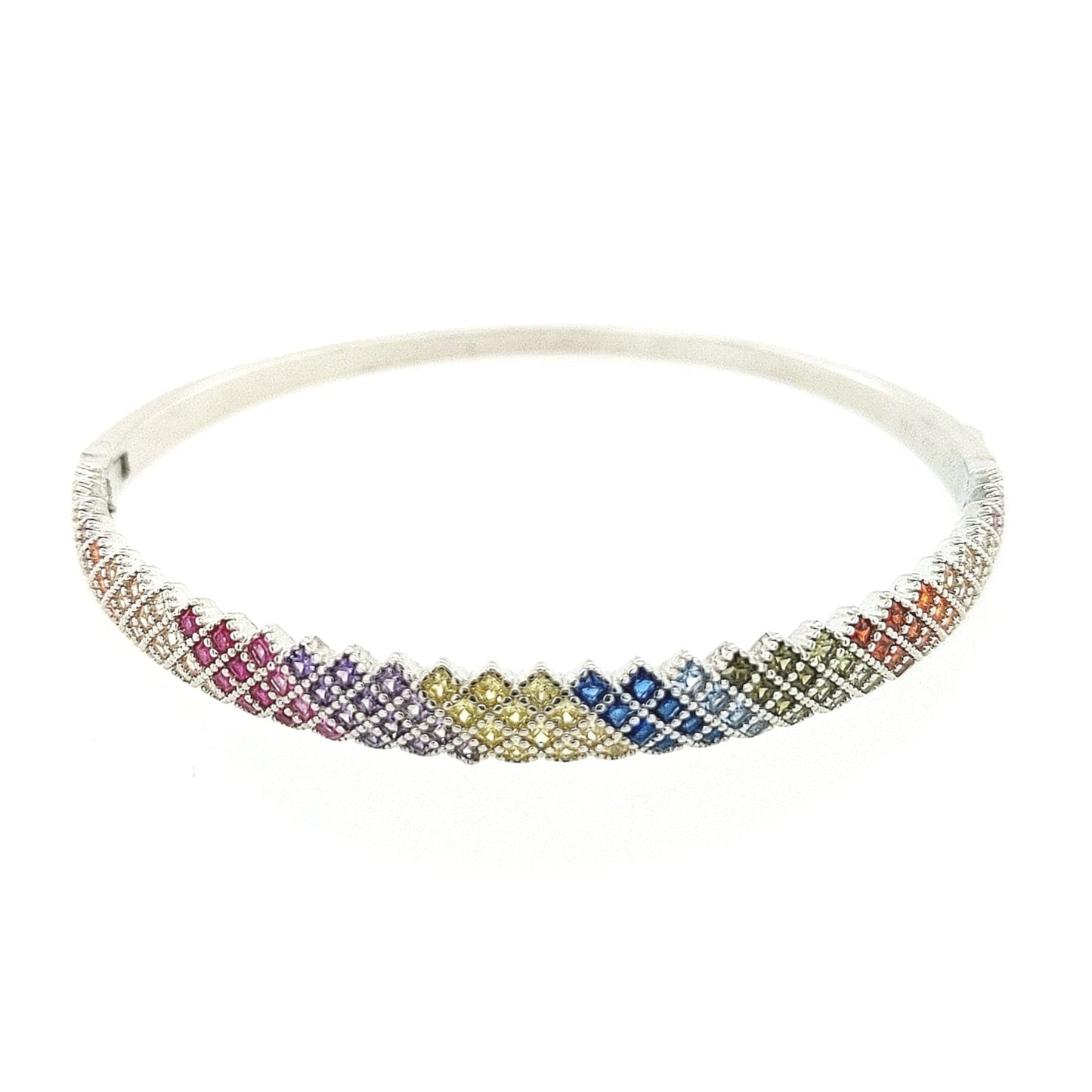 Sterling Silver Multicolor CZ Bangle - HK Jewels