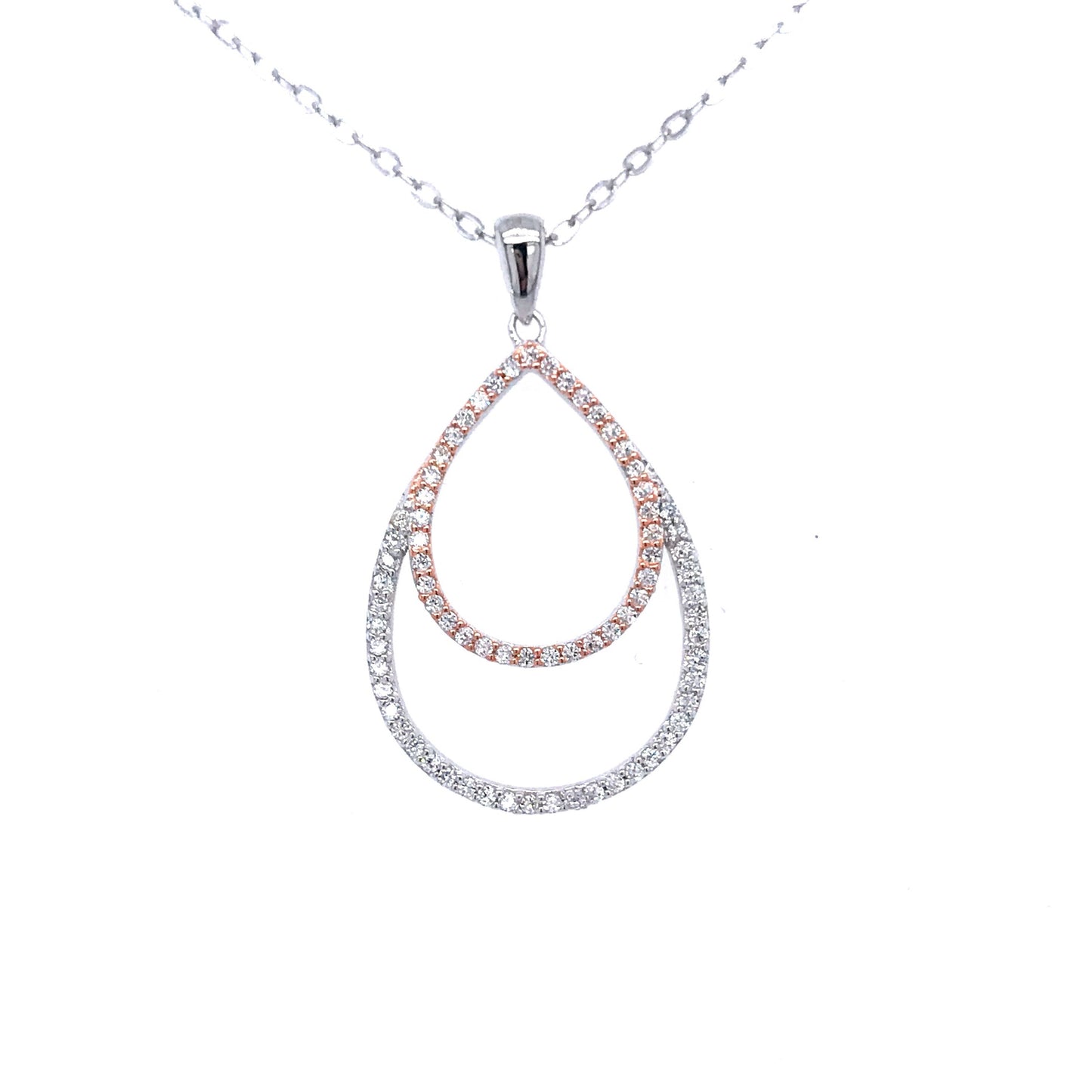 Sterling Silver Two Tone Teardrop Pendant - HK Jewels
