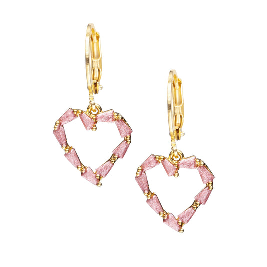 Surgical Steel Enamel Hollow Heart Earring - HK Jewels