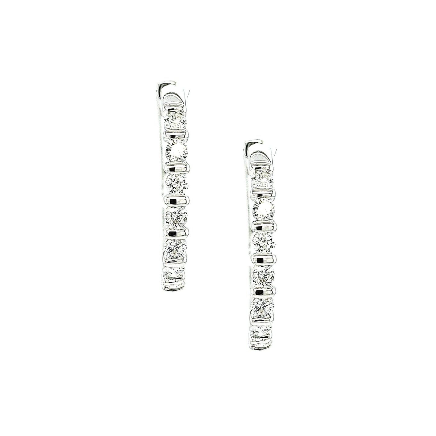 14k Round Diamond Hoops - HK Jewels