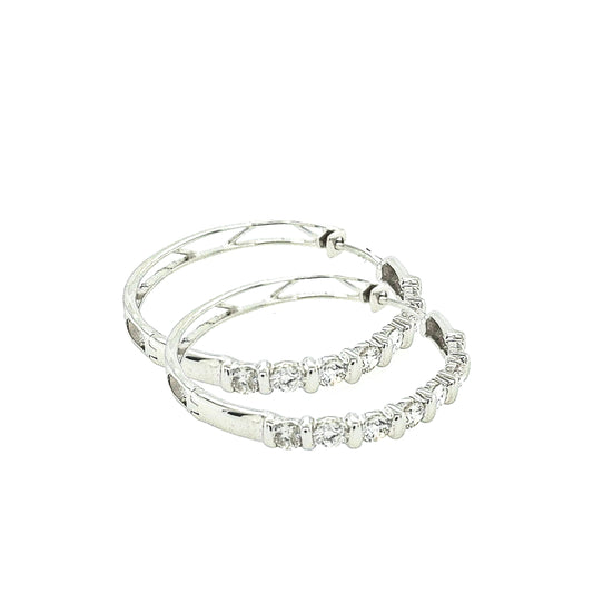 14k Round Diamond Hoops - HK Jewels