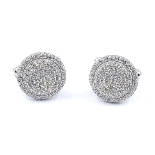 Sterling Silver Halo Circle Cufflinks - HK Jewels