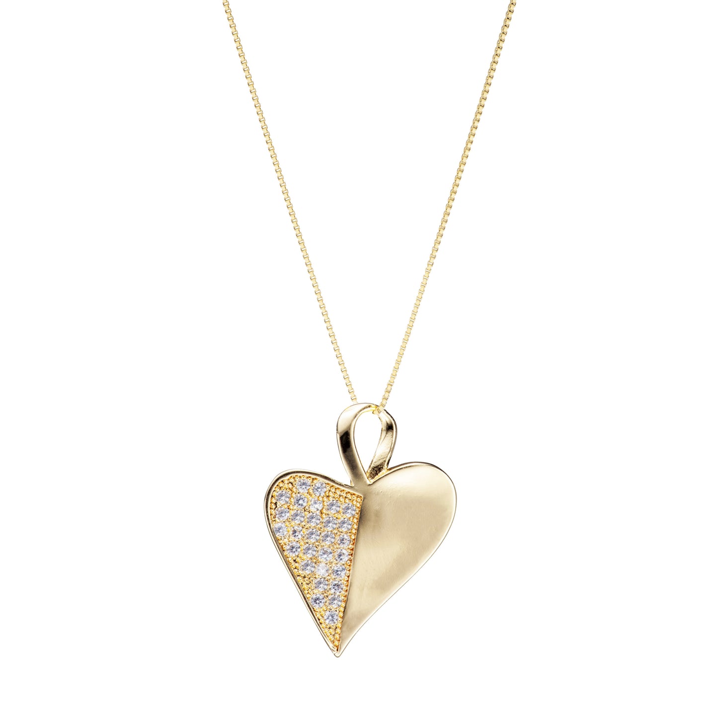 Gold Plated CZ Heart Necklace - HK Jewels