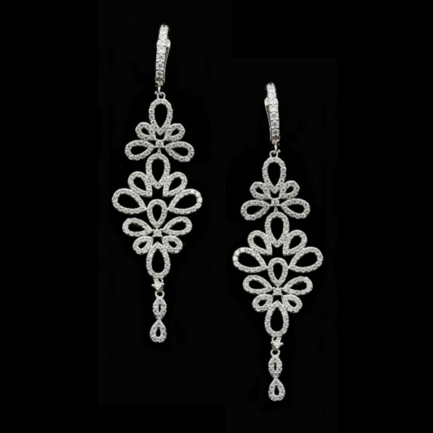 Sterling Silver Large Floral Earring - HK Jewels