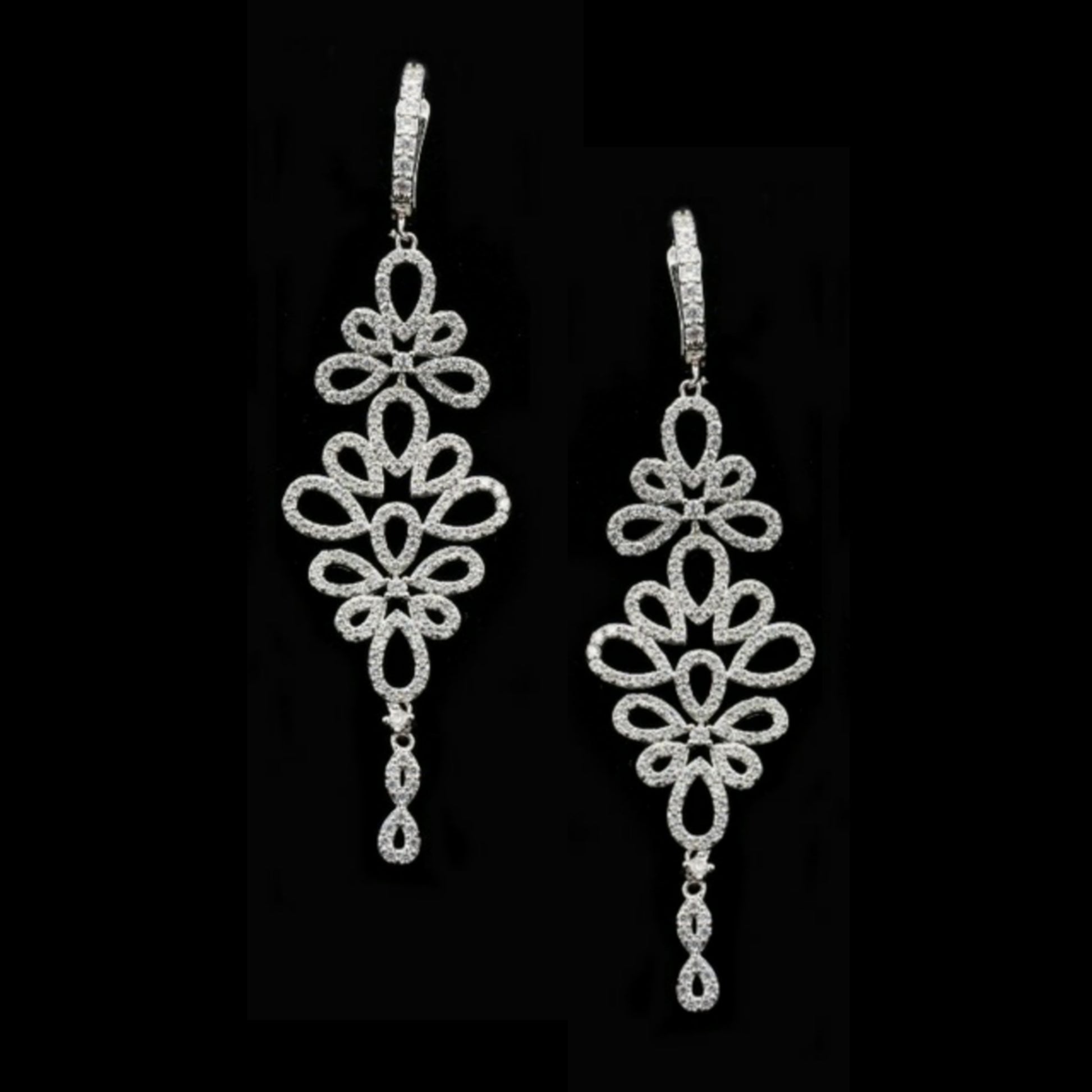 Sterling Silver Large Floral Earring - HK Jewels