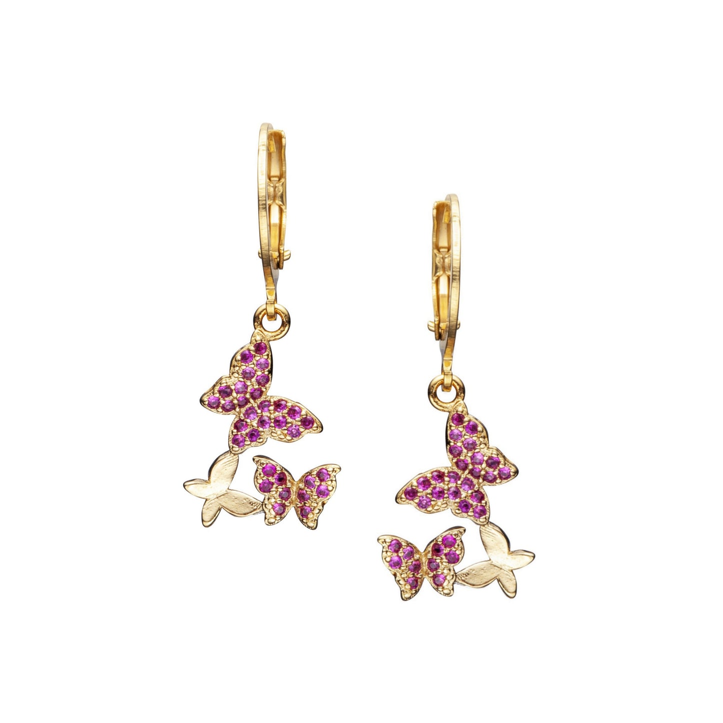 Surgical Steel Three Butterflies With CZ Earrings - HK Jewels