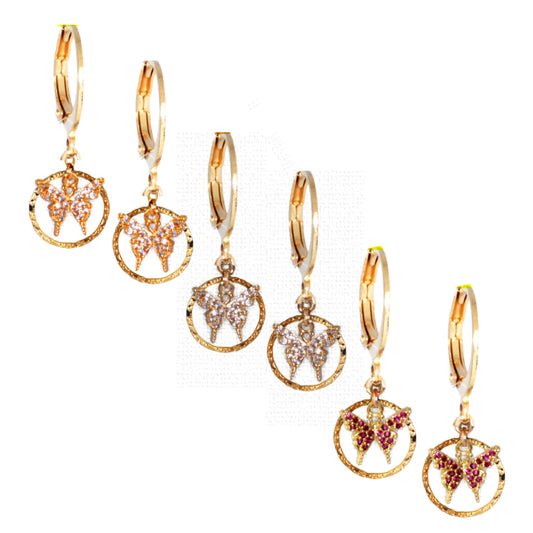 Surgical Steel Hollow Circle With CZ Butterfly Earrings - HK Jewels