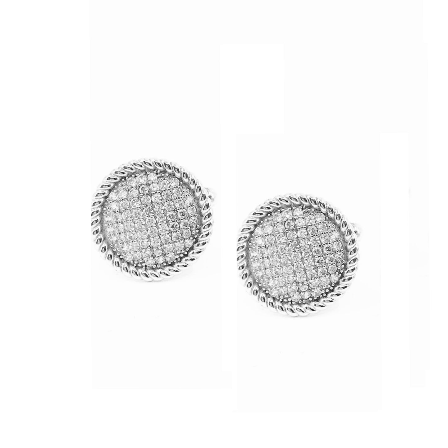 Sterling Silver Circle Cufflinks With Ribbed Border - HK Jewels