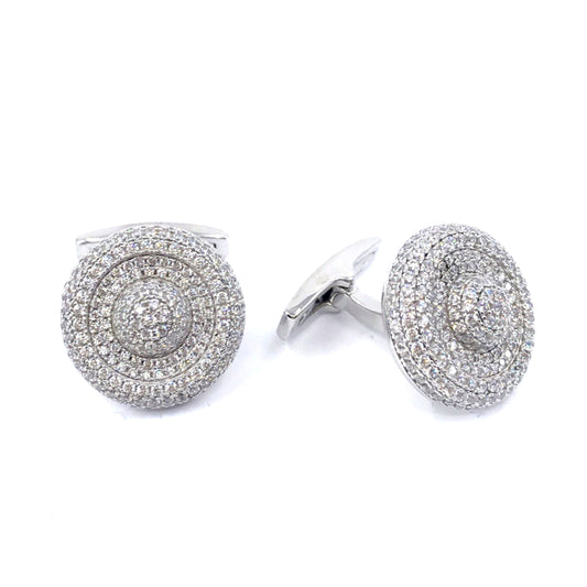 Sterling Silver Multi Row Circle Cufflinks - HK Jewels