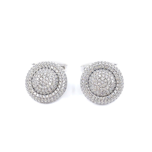 Sterling Silver Circle Two Layer Cufflinks - HK Jewels