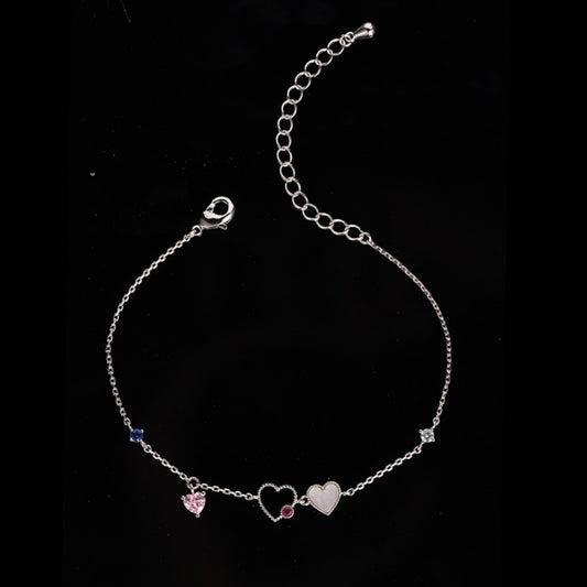Sterling Silver's Girls Bracelet With Hearts - HK Jewels