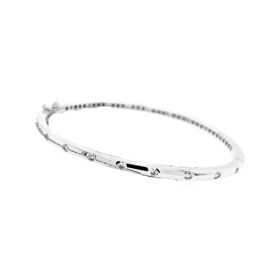Sterling Silver CZ Bangle Bracelet - HK Jewels
