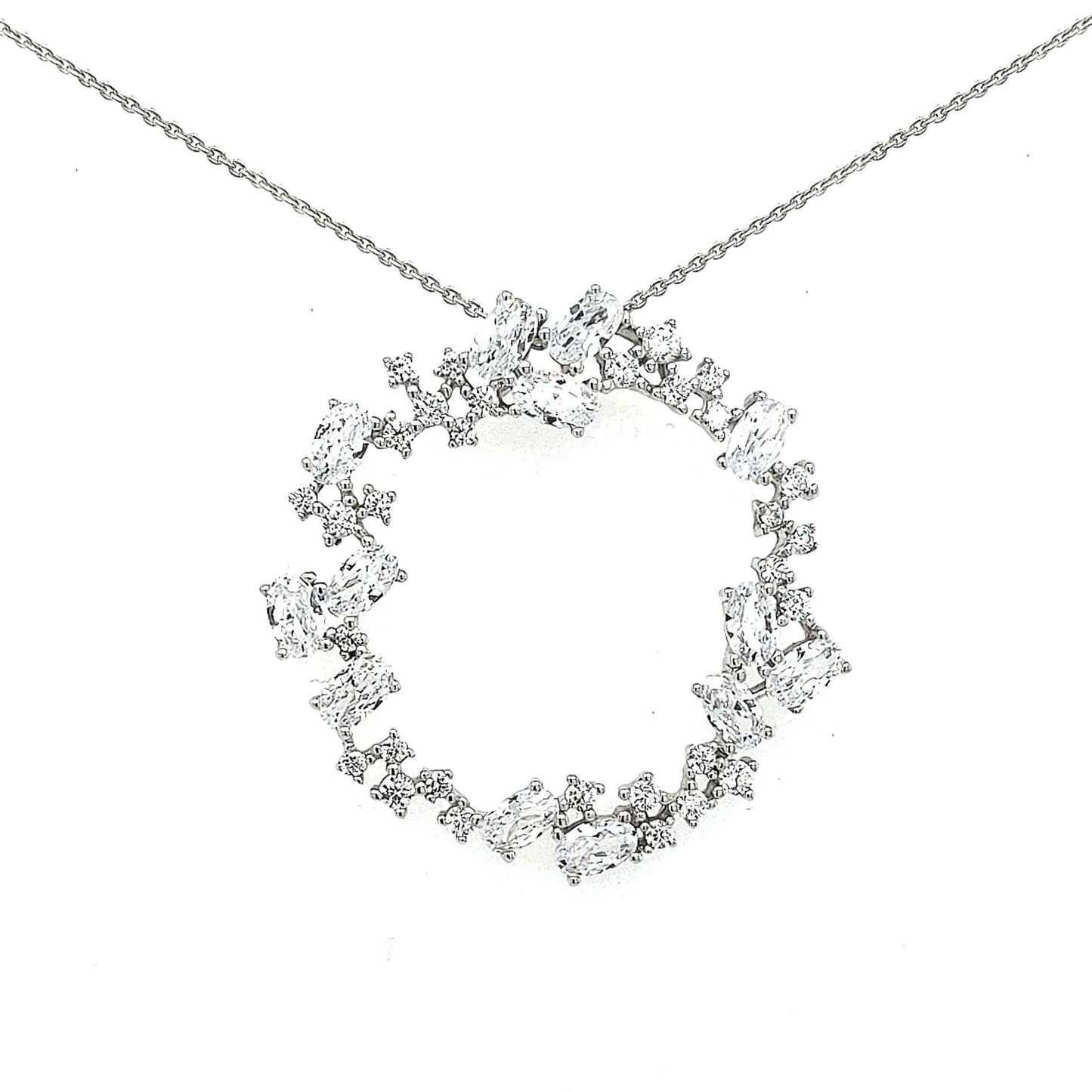 Sterling Silver Circle Of CZs Pendant - HK Jewels