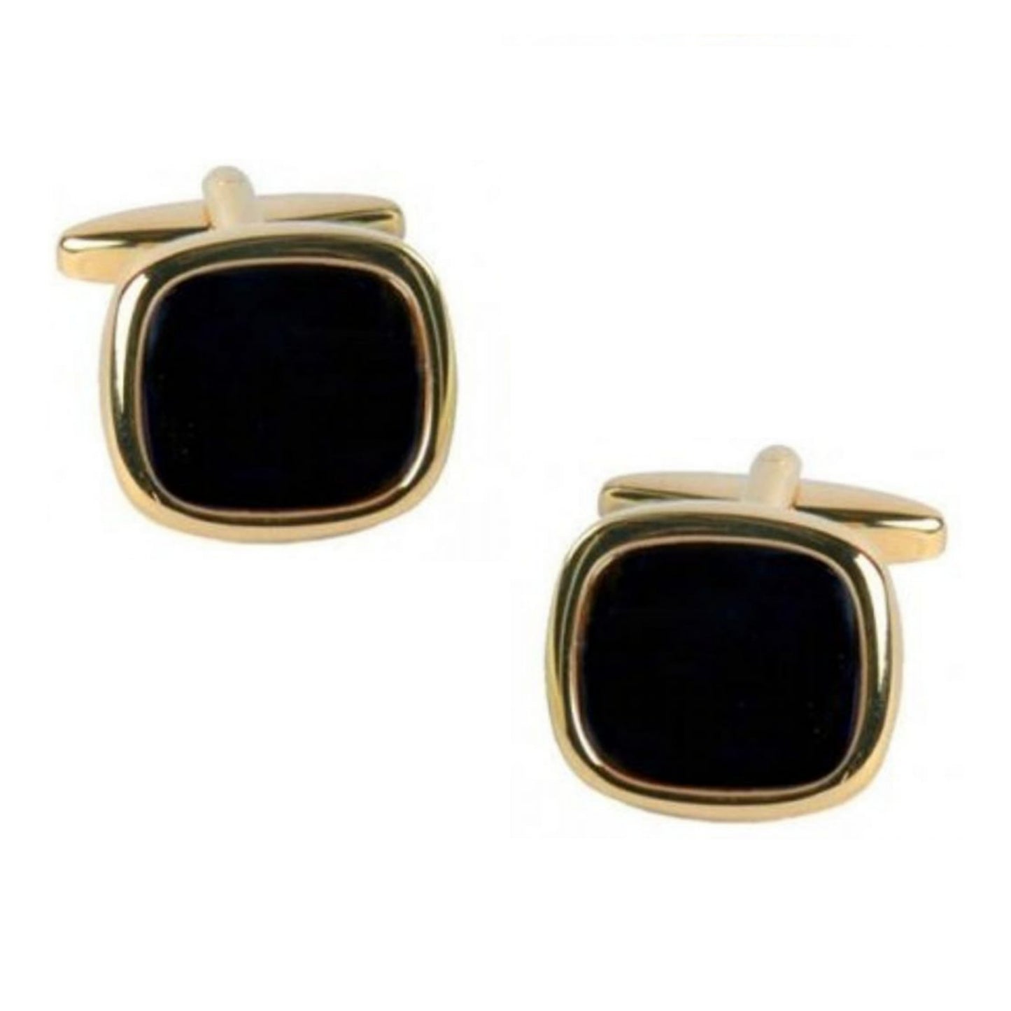 Gold Plated Cushion Shaped Black Onyx Cufflinks - HK Jewels