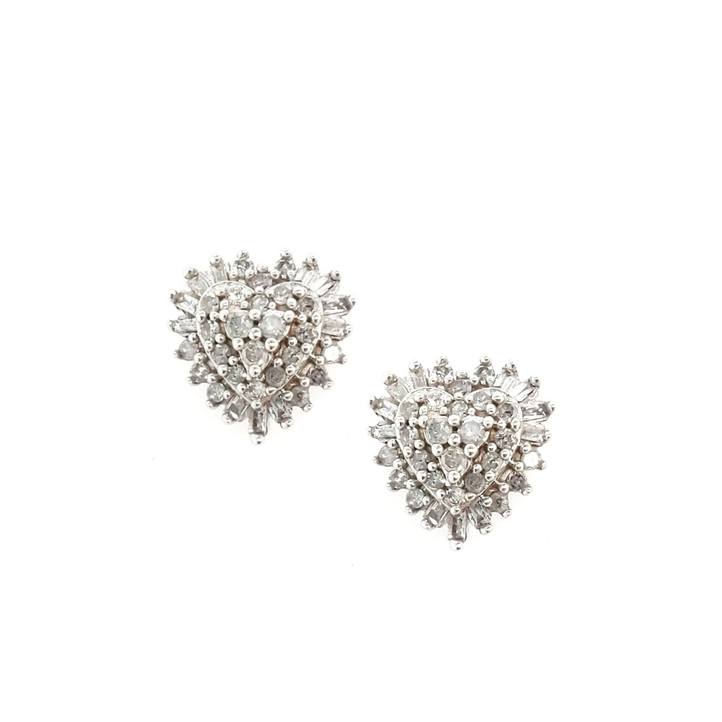 10K Gold And Diamond Heart Stud Earrings - HK Jewels