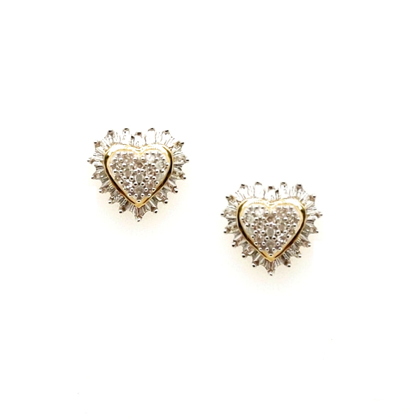 10K Gold And Diamond Heart Stud Earrings - HK Jewels