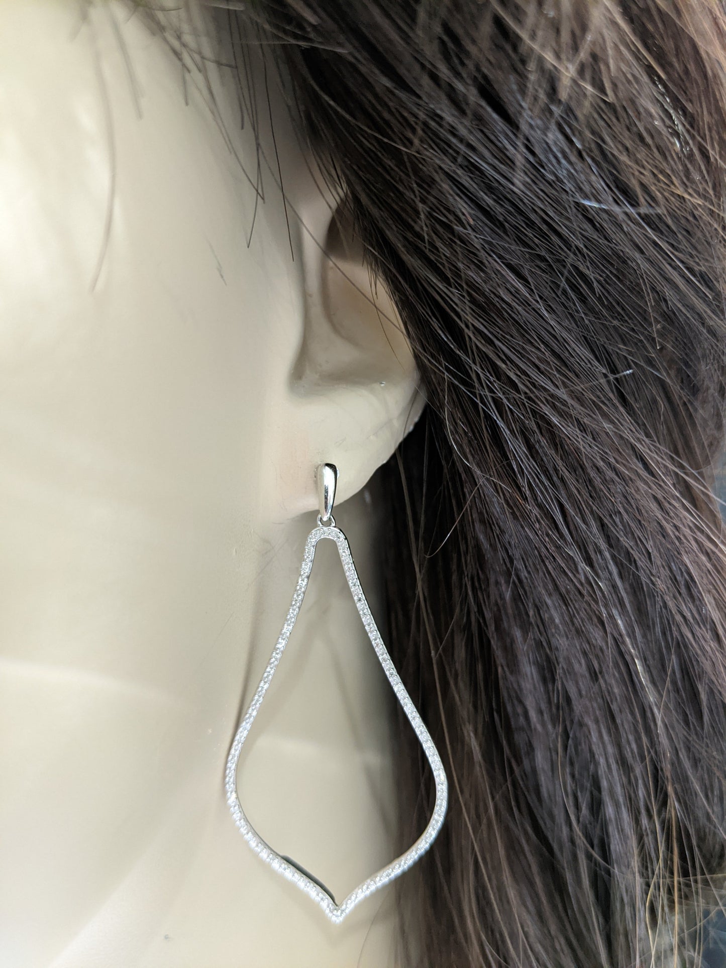 10K Gold And Diamonds Long Hanging Flame Earring - HK Jewels