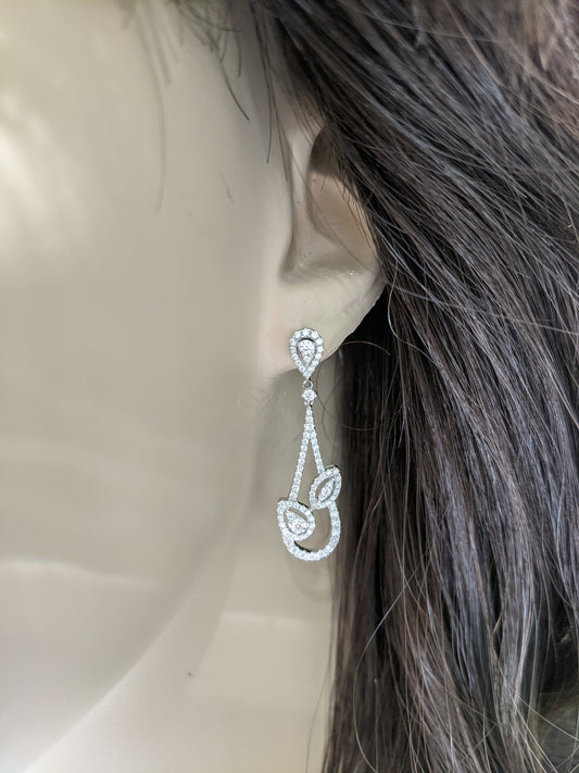 14K Gold And Diamond Teardrop Hanging Earrings - HK Jewels