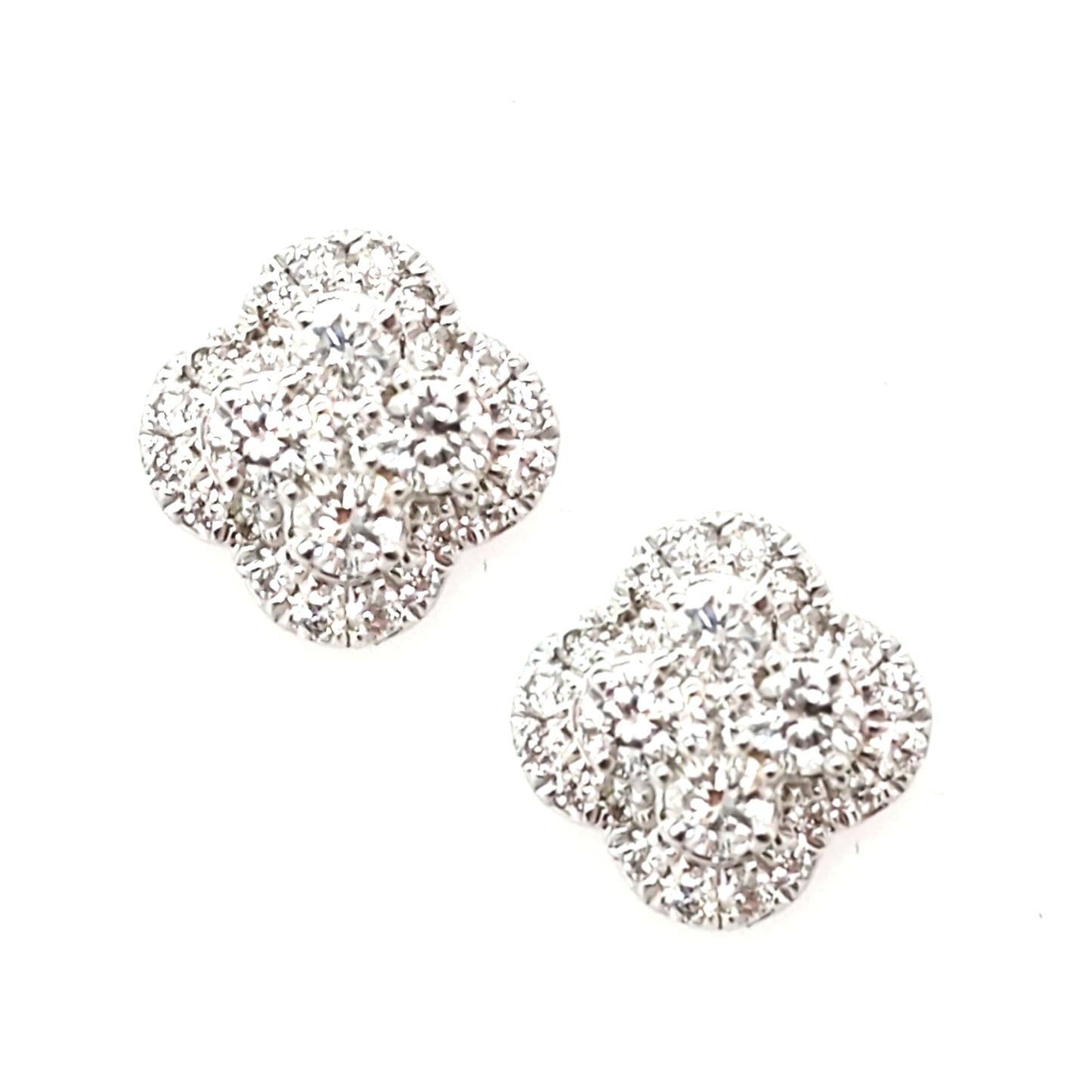18K Gold And Diamond Clover Stud Earring - HK Jewels