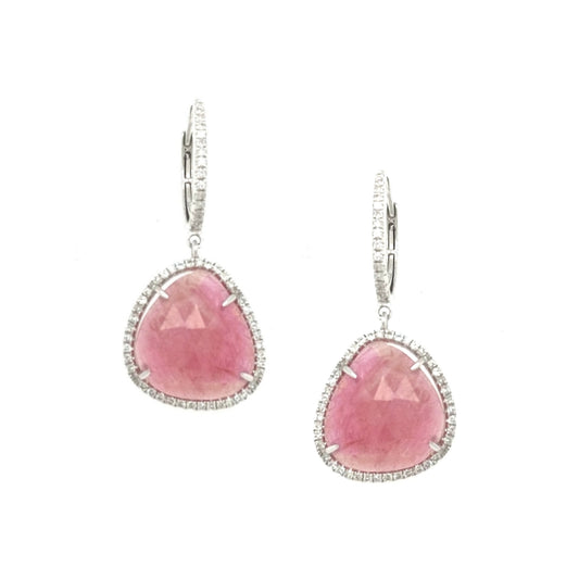14K Gold And Diamond Sliced Sapphire Earring - HK Jewels