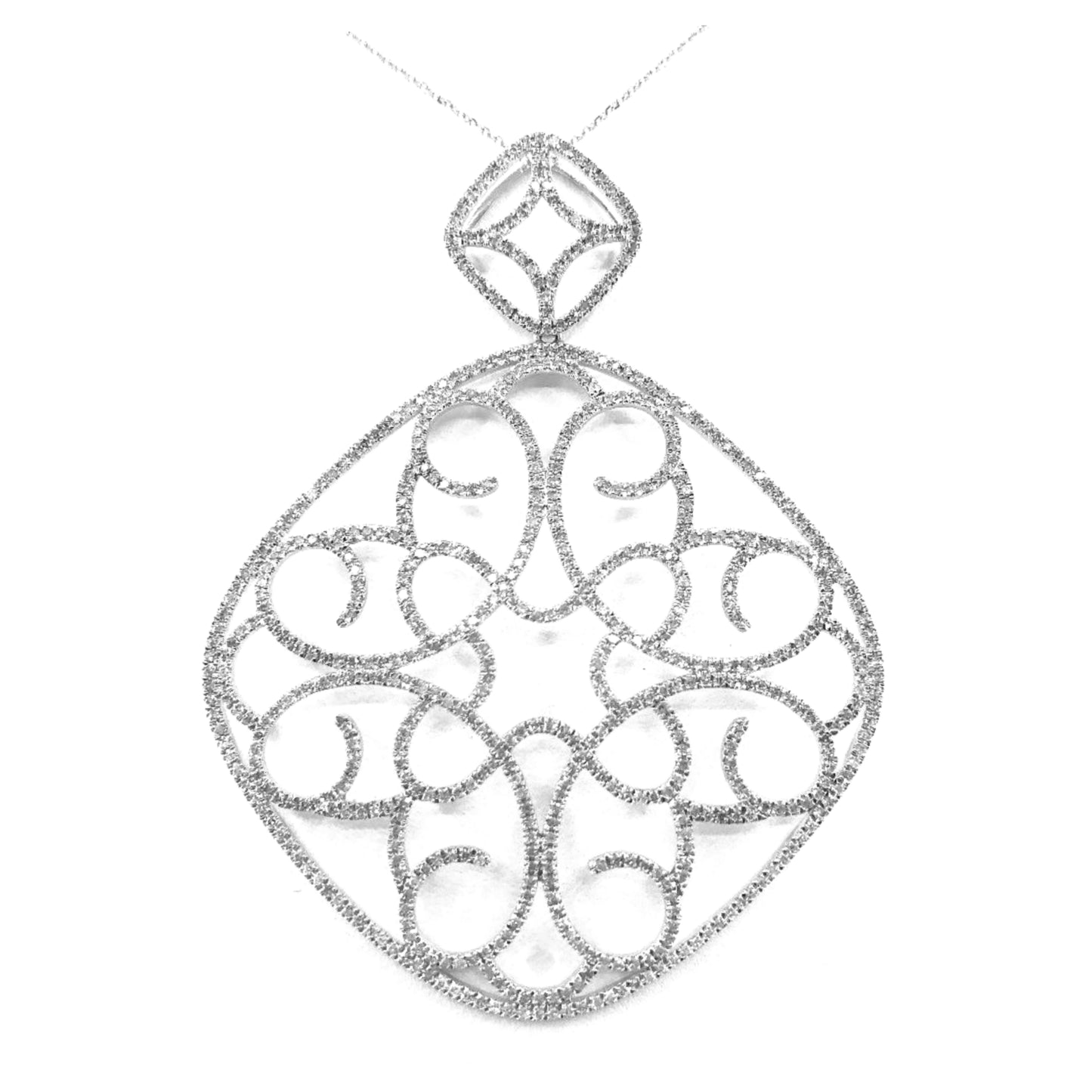 14K Gold and Diamond Diamond Shape Pendant Necklace - HK Jewels