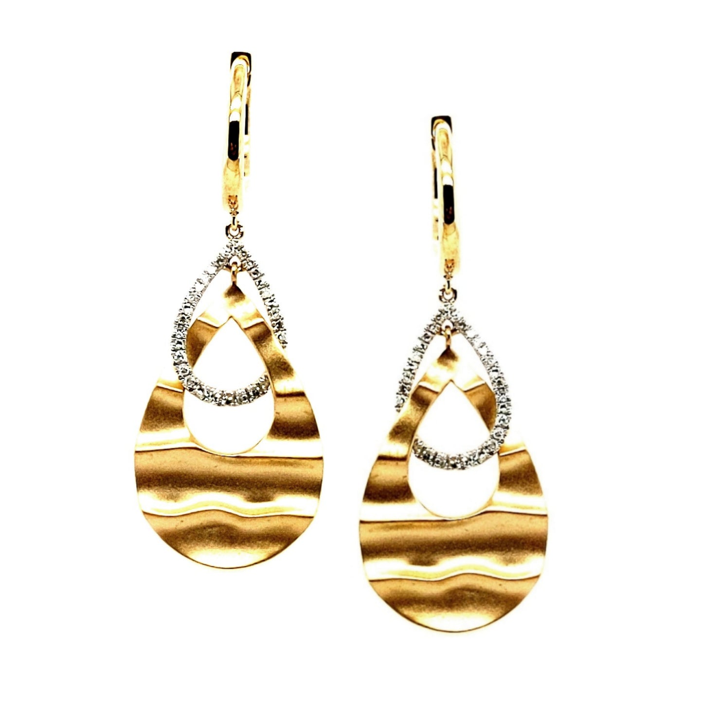 14K Gold And Diamond Interlinked Teardrop Earrings - HK Jewels